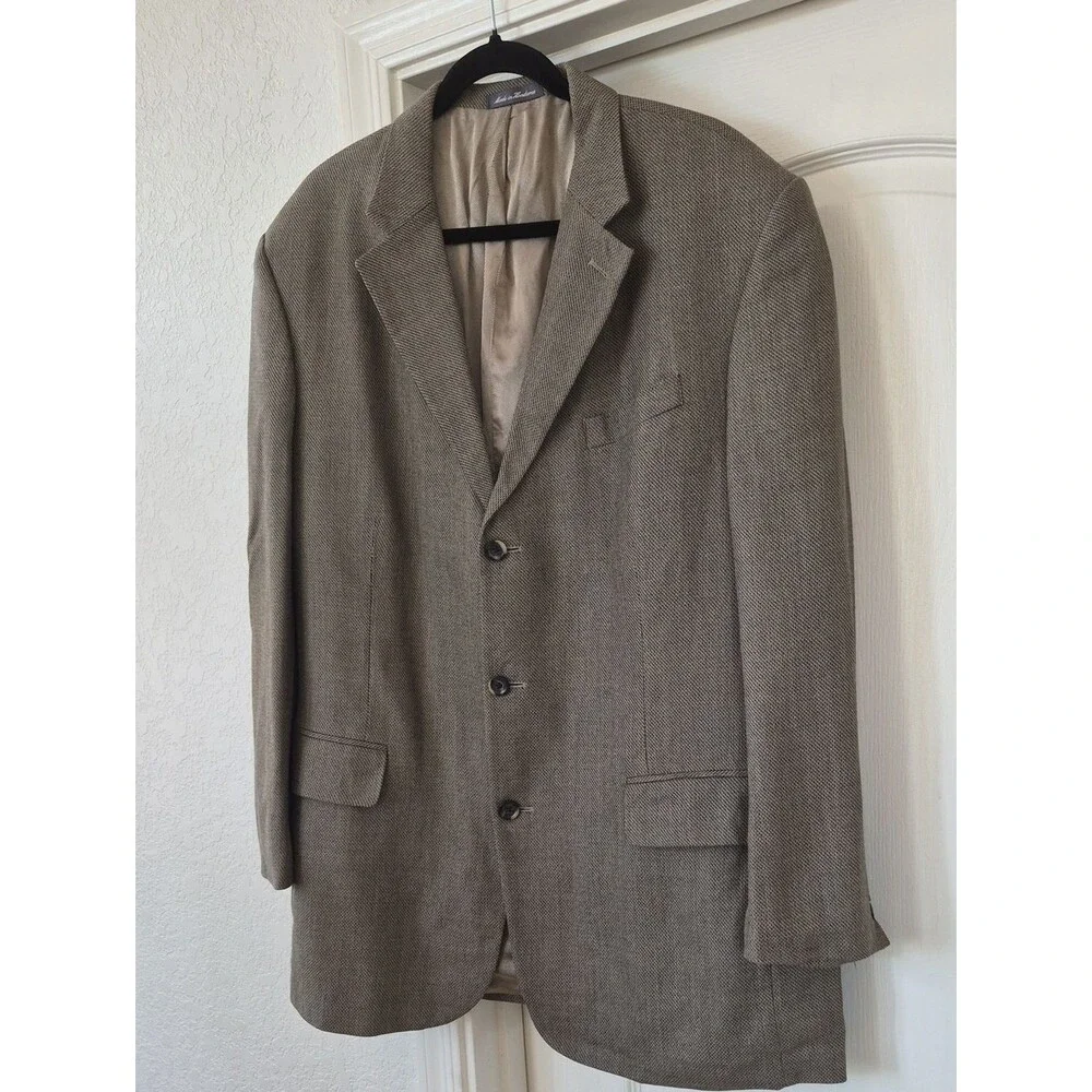 Oscar De La Renta 52% Silk & 48% Wool Woven Jacquard Fabric Blazer SZ 46 Long